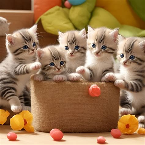 Premium Ai Image A Group Of Adorable Kittens Playing With Nice Background