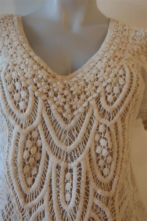 Womens Leyendecker White Cream Nude Crochet Lace Tuni Gem