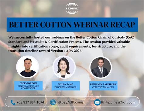 IDFL - The Better Cotton Chain of Custody (CoC) Standard Certification