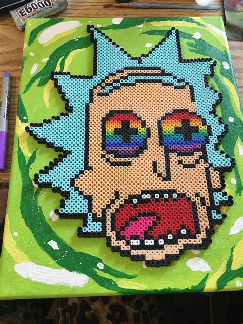 Rick And Morty Rick Perler Beads On Canvas Etsy