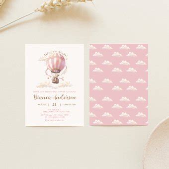 Pink Hot Air Balloon Baby Shower Invitation Zazzle