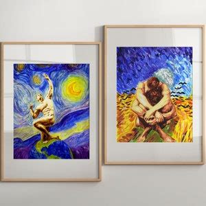 Set Of Male Nude In Van Gogh Style Erotica Poster Watercolor Paintings For Sale Online Nude