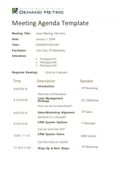 creating vendor meeting agenda template photo  vendor meeting