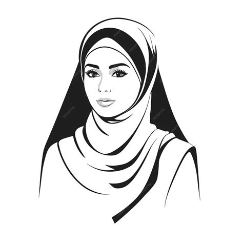 Ilustración Vectorial De La Silueta De La Mujer Hijab Vector Premium