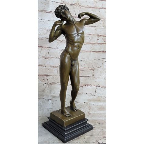 Canora Grey Tarrence Nude Muscular Man Bronze Sculpture Statue Figurine