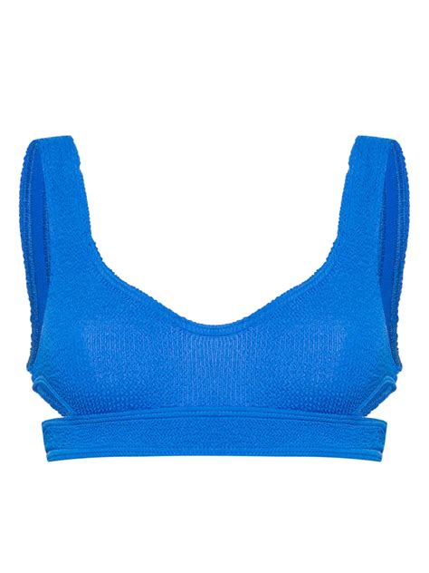 Bond Eye Nino Smocked Bikini Top Blue Farfetch