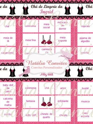 Cartelas De Bingo Para Cha De Lingerie Pdf Compre Produtos