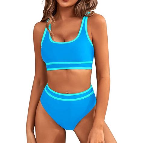 Noyal Padded Bikini Set For Women High Waist Bathing Suit Sporty Two Piece Swimsuit Color