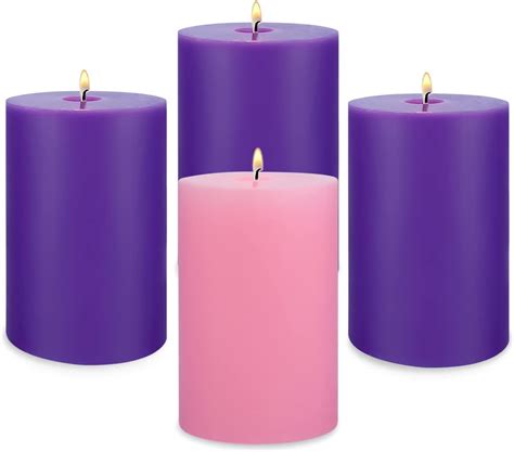 Mtlee 5 Pcs Christmas Advent Pillar Candle 3x6 Inch Candle