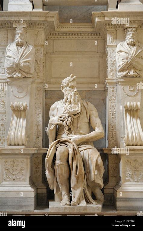 Moses Michelangelo Marble Sculpture Michelangelo Hi Res Stock