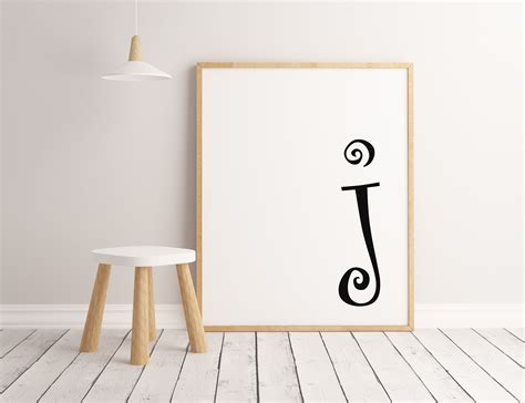 Printable Letter J Letter Art Print Initial Digital Wall Poster