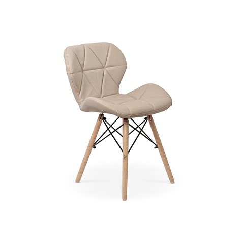 Cadeira Charles Eames Eiffel Slim Wood Estofada Nude