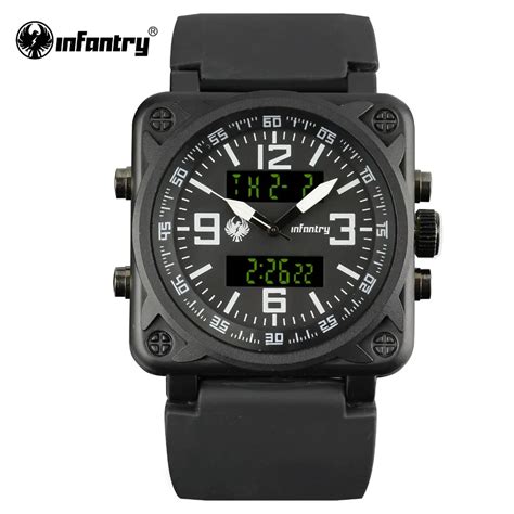 Infantry Aviator Watch Square Face Mens Quartz Digital Wristwatches