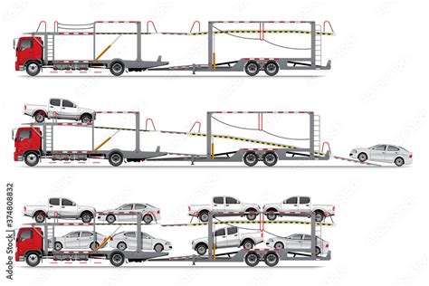 vector eps car carrier template car transport truck delivery
