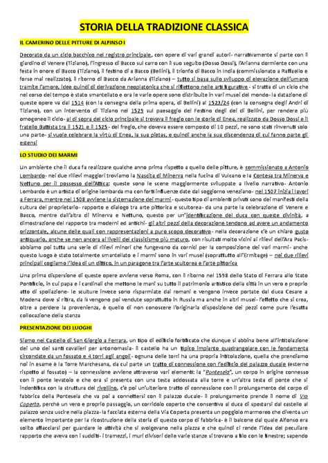 appunti di Storia Della Tradizione Classica - STORIA DELLA TRADIZIONE