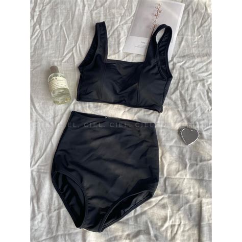 Set bikini 2 mảnh cổ U nhiều màu CieL swimwear Ship hoả tốc Shopee Việt Nam