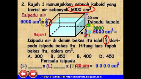 Matematik Upsr Mencari Luas Tapak Kuboid Isipadu Youtube