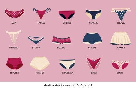 Different Types Of Panties Collection Of Lingerie Vector Silhouettes