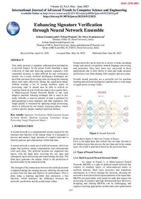 Pdf Enhancing Signature Verification Through Neural Network Ensemble