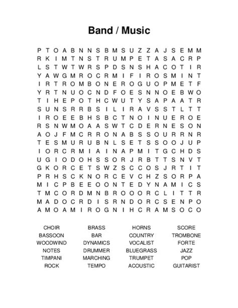 Band Music Word Search
