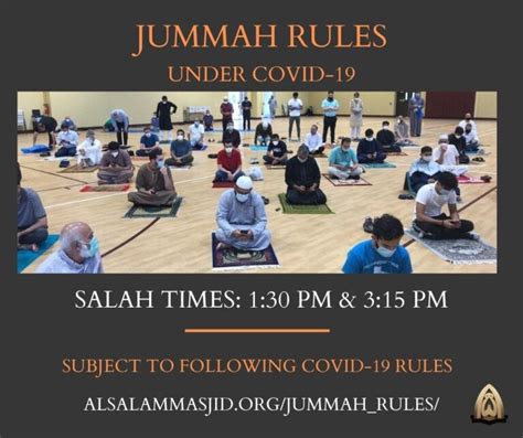 Jummah Prayer Arrangements Masjid AlSalam