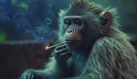 Premium Ai Image Monkey Animal Smoking Generative Ai