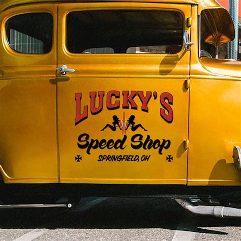 Personalized Pin Up Girl Hot Rod Pinstripe Speed Shop Stickers Dingmun