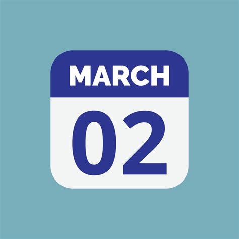 March 2 Calendar Date 23392823 Vector Art at Vecteezy