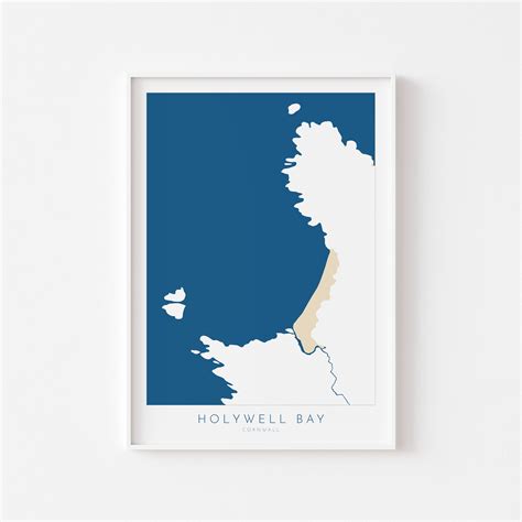 Holywell Bay Map Art Perranporth Map Art Cornwall Map Cornwall Coast