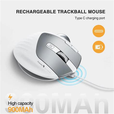 ProtoArc EM01 Ergonomic Wireless Rechargeable Trackball RGB Mouse 2.4G ...