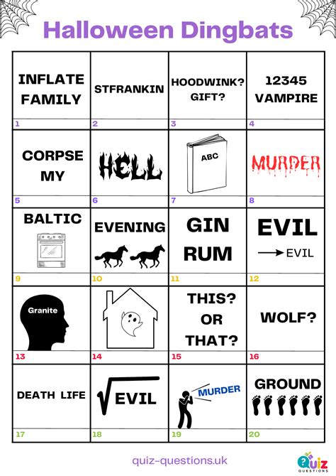 Halloween Dingbats Halloween Quizzes Halloween Quiz Halloween Lesson