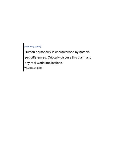 Human Personality Is Characterised By Notable Sex Differences Final