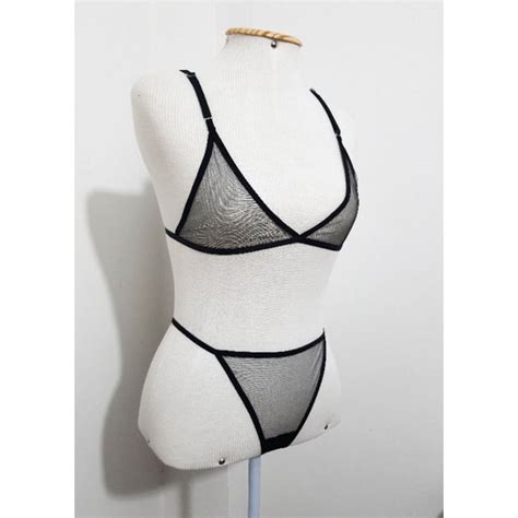 Conjunto De Lingerie De Tule Calcinha Fio Dental Sexy Shopee Brasil