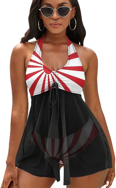 Japanese Rising Sun Flag Women Two Piece Bikini Sets With Cover Up