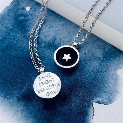 Personalised Silver Moon And Star Necklace Cari Jane Hakes