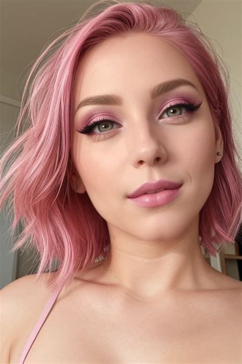 Pink Eyes Pink Hair Latex Leggings AI Porn