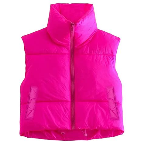 Blotona Womens Warm Crop Vest Zipper Up Sleeveless Waistcoat High Neck