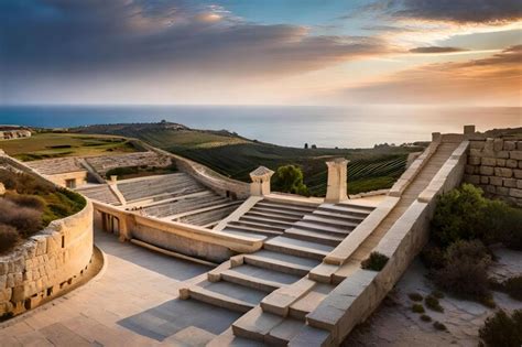 Una Vista Del Anfiteatro Al Atardecer Foto Premium