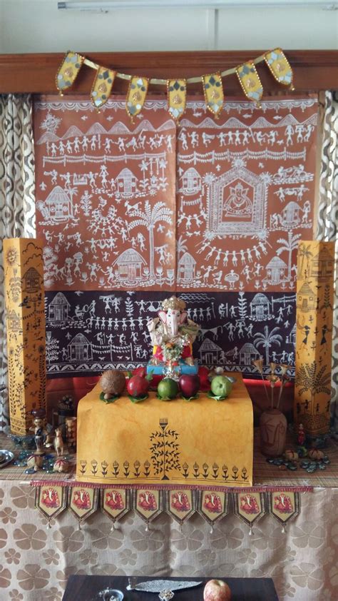 sajavat ganpati decoration  warli theme
