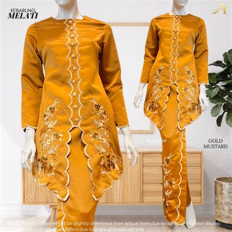 Kebarung Modern Melati Material Satin Dan Sulam Koleksi Baju Raya