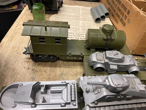 Marx Streamline Military Army Train Set Orig Box 1950s Transport Tank