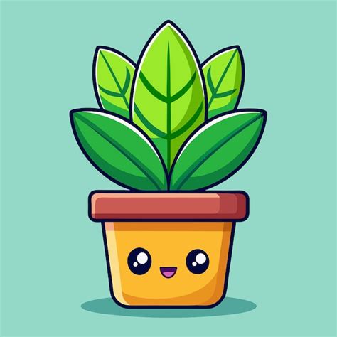 Adorable Cartoon Vector Illustration of a Plant in a Pot | Premium AI ...