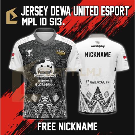 Jual Jersey Kaos DEWA UNITED ESPORT MPL ID S13 2024 FREE NICKNAME