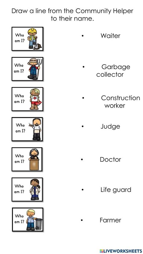 Community Helper Tools Matching Worksheet Have Fun Teaching