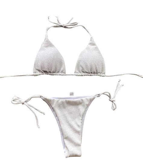 NAFLEAP Women Cheeky Padded Thong Bikini 2 Pieces Brazilian Halter XL