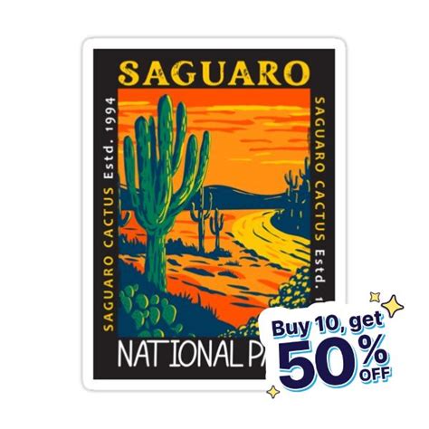 Saguaro National Park Saguaro Cactus Distressed Sticker For Sale By