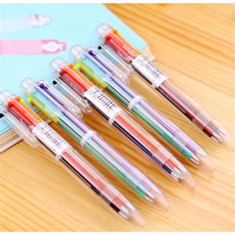 Caneta Esferográfica Transparente - Caneta esferográfica multicores transparente 6 cores | Shopee Brasil