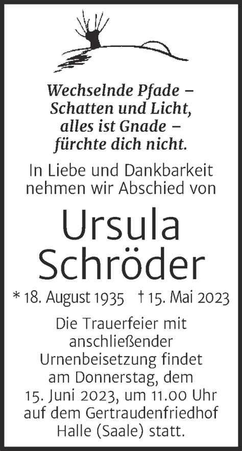 Traueranzeigen von Ursula Schröder abschied nehmen de