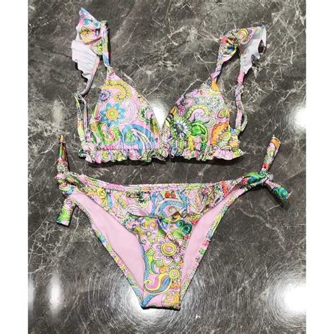 Set Mit 5 BIKINI Sets Mit Buntem Paisley Muster