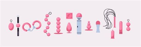 Premium Vector Set Sex Shop Assortment Collection Adult Toys And Accessories For Sexual Erotic